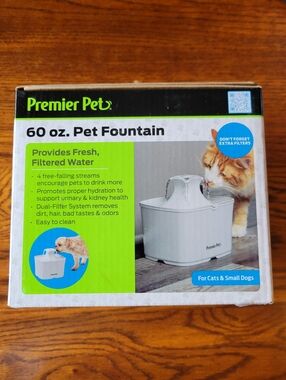 Premier Pet 60 oz. Pet Fountain, White